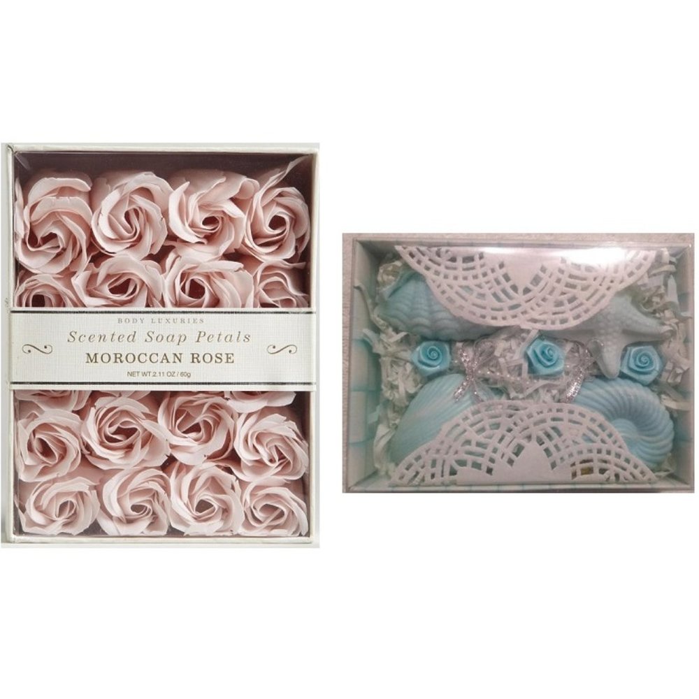 Moroccan Rose Scented Soap Petals - 20 Pieces & Tulip/Shells Soap in Teal Color